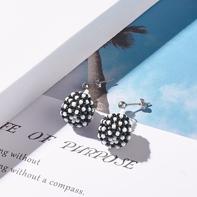 TOHO Japanese Seed Beads Dangle Stud Earrings EJEW-JE04762-04-1