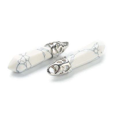 Bullet Natural Howlite Pointed Pendants G-E332-C29-1