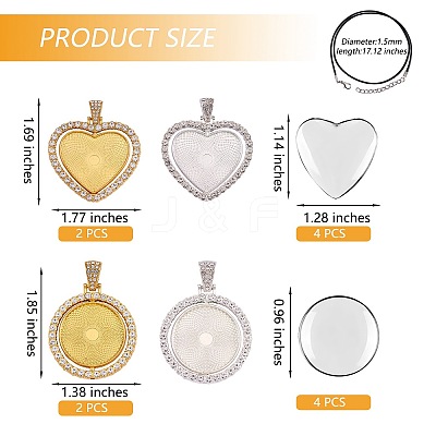 DIY Heart & Flat Round Necklace Making Kit DIY-SZ0007-31-1