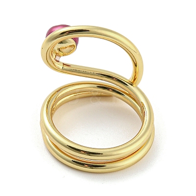 Brass Wire Wrap Finger Ring RJEW-Q804-03G-1