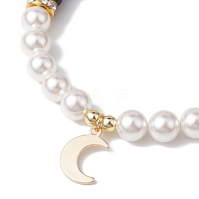Moon 304 Stainless Steel Charm Bracelets BJEW-JB10310-01-1