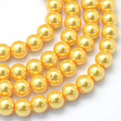 Baking Paint Pearlized Glass Pearl Round Bead Strands X-HY-Q330-8mm-56-1