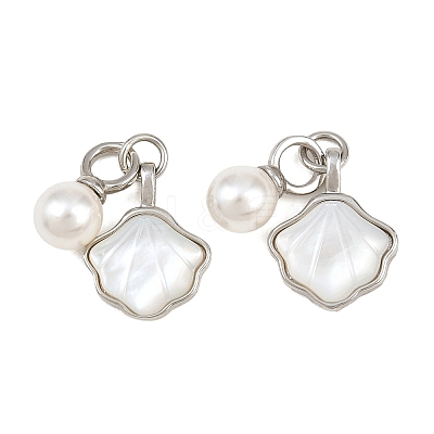 Brass & Natural White Shell Pendants KK-CBA6A75-46P-1
