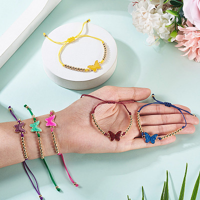 6Pcs 6 Colors Alloy Enamel Link Bracelets BJEW-TAC0043-1