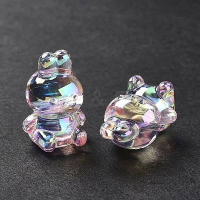 UV Plating Rainbow Iridescent Acrylic Beads OACR-H015-08-1