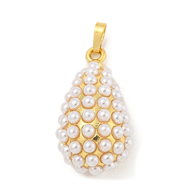 Rack Plating Brass & ABS Plastic Imitation Pearl Pendants KK-N255-03B-G-RS-1