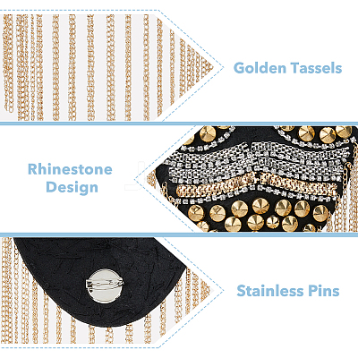 2Pcs Iron Fashion Tassel Epaulette DIY-FH0006-40-1