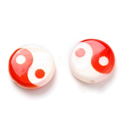Printed Natural Freshwater Shell Beads SHEL-R129-07A-02-1