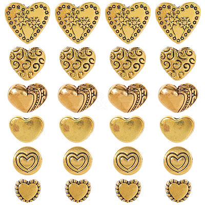 120Pcs 6 Styles Tibetan Style Alloy Beads TIBE-SP0001-22A-1