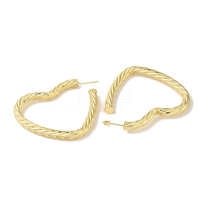 Rack Plating Twist Heart Brass Stud Earrings for Women EJEW-P272-03B-G-1