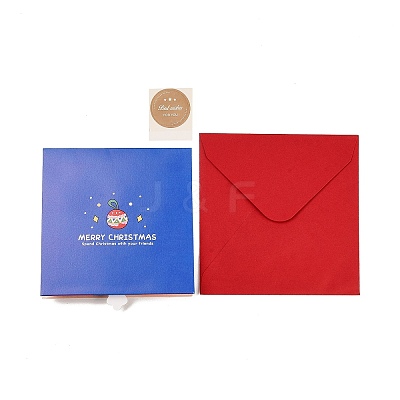 Square 3D Pop Up Paper Greeting Card AJEW-P123-A04-1