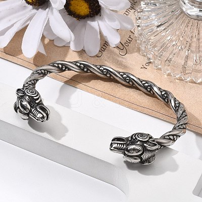 Viking 304 Stainless Steel Open Cuff Bangles for Men BJEW-U001-07K-AS-1