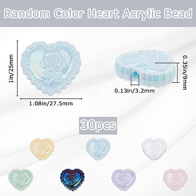 30Pcs UV Plating Iridescent Acrylic Beads OACR-SP0001-31-1