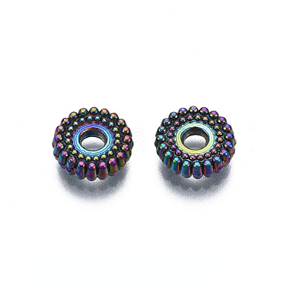 Rack Plating Rainbow Color Alloy Beads PALLOY-S180-353-1