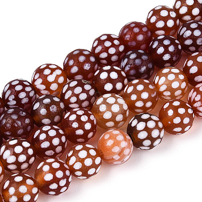 Tibetan Style Natural Agate dZi Beads Strands G-T144-36A-02-1