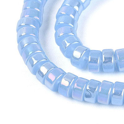 AB Color Plated Imitation Jade Glass Beads Strands GLAA-T026-3x6mm-J04-1