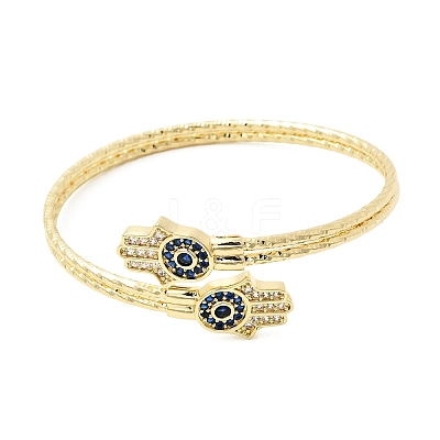 Brass Micro Pave Cubic Zirconia Cuff Bangles for Women BJEW-F526-08G-1