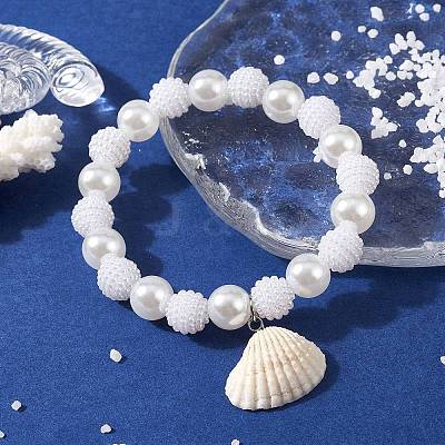 4Pcs 4 Style ABS Plastic Imitation Pearl Beaded Stretch Bracelets Set BJEW-JB10104-1