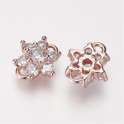 Brass Micro Pave Grade AAA Cubic Zirconia Links ZIRC-G086-13RG-NR-1