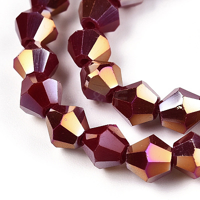 Opaque Solid Color Electroplate Glass Beads Strands EGLA-A039-P6mm-B22-1