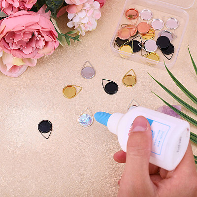 24Pcs 6 Colors Brass Pendant Cabochon Settings FIND-CA0010-44-1
