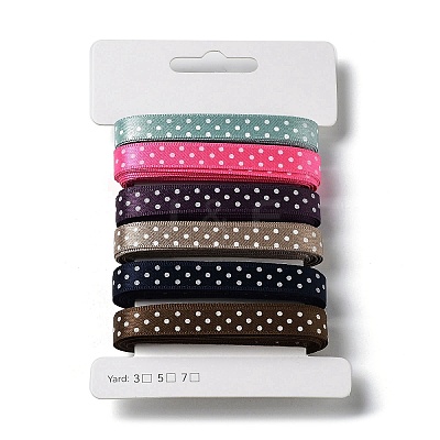 18 Yards 6 Colors Polyester Polka Dot Ribbon SRIB-C001-B05-1
