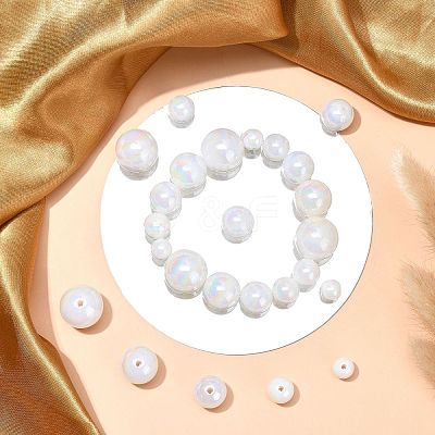 100Pcs 5 Styles ABS Plastic Imitation Pearl Beads KY-CJ0002-03-1