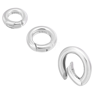 3Pcs 3 Styles 925 Sterling Silver Spring Gate Rings FIND-PH0023-41-1