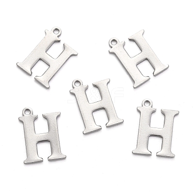 Tarnish Resistant 304 Stainless Steel Alphabet Charms STAS-H122-H-P-1