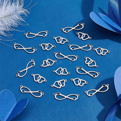 20Pcs 2 Styles 201 Stainless Steel Connector Charms FIND-HY0001-18-1