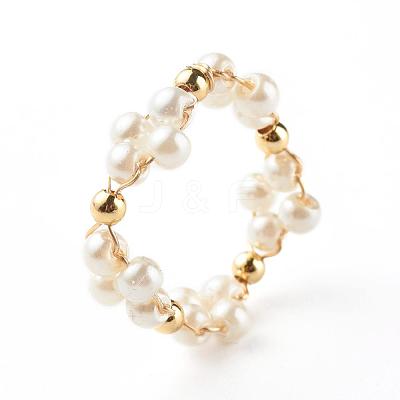 Glass Pearl Beads Finger Rings RJEW-TA00005-1