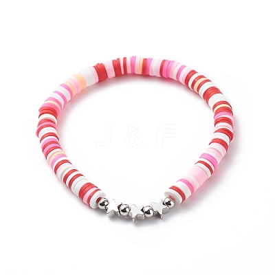 4Pcs 4 Color Handmade Polymer Clay Disc Surfer Bracelets Set BJEW-JB08799-1