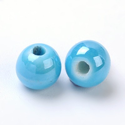 Pearlized Handmade Porcelain Round Beads X-PORC-S489-6mm-08-1