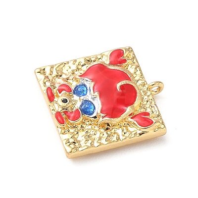 Brass Micro Pave Cubic Zirconia Enamel Pendants KK-L250-08G-05-1