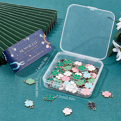 64Pcs 8 Style Alloy Enamel Pendants ENAM-SC0003-01-1