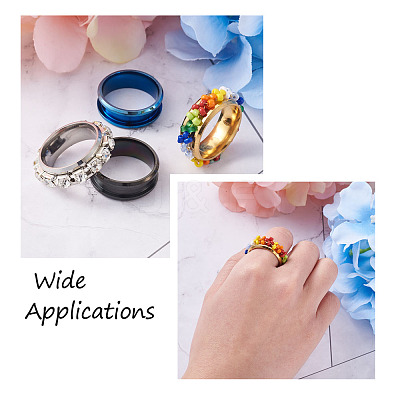 4 Colors Stainless Steel Grooved Finger Ring Settings STAS-TA0001-26A-1