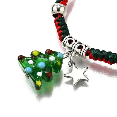 Handmade Lampwork with 304 Stainless Steel Star String Bracelets for Women BJEW-TA00658-1