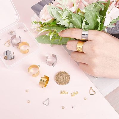 DIY Love Charm Cuff Ring Making Kit STAS-UN0039-60-1