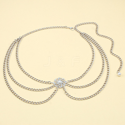 Aluminum and Alloy Crystal Rhinestone Sun with Imitation Pearl 3 Layered Waist Chains FS-WG9586B-02-1