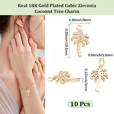 10Pcs Brass Micro Pave Cubic Zirconia Pendants KK-BBC0028-15-1