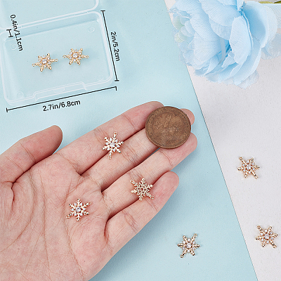 10Pcs Brass Micro Pave Clear Cubic Zirconia Connector Charms ZIRC-BBC0002-86B-1