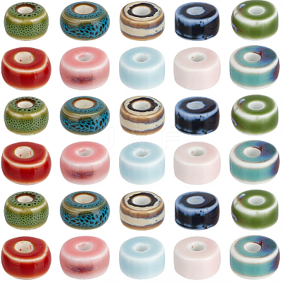60Pcs 10 Colors Glazed Porcelain Beads PORC-PA0001-26-1