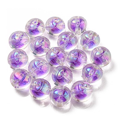 UV Plating Rainbow Iridescent Acrylic Beads OACR-A014-02B-1