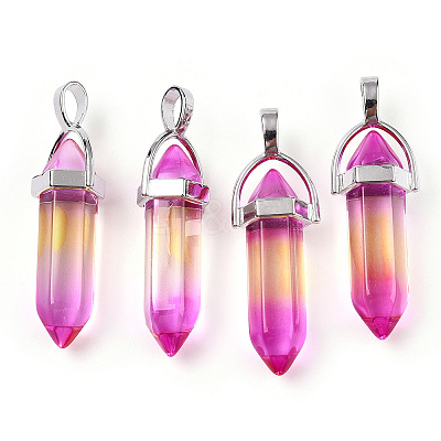 Faceted Bullet Glass Pointed Pendants GLAA-CJC0001-16C-1