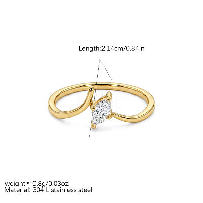 304 Stainless Steel & Clear Cubic Zirconia Finger Rings WG53D27-02-1