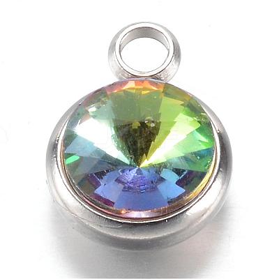 304 Stainless Steel Glass Rhinestone Charms STAS-G082-12-1