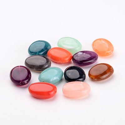 Mixed Acrylic Gemstone Beads Oval Beads X-PGB277Y-1