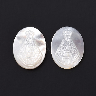 Natural White Shell Cabochons SSHEL-D083-15-1