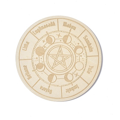Wooden Carved Cup Mats AJEW-L089-01B-10-1