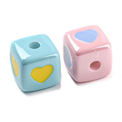 Opaque Colourful Acrylic Enamel Beads OACR-L001-03-1